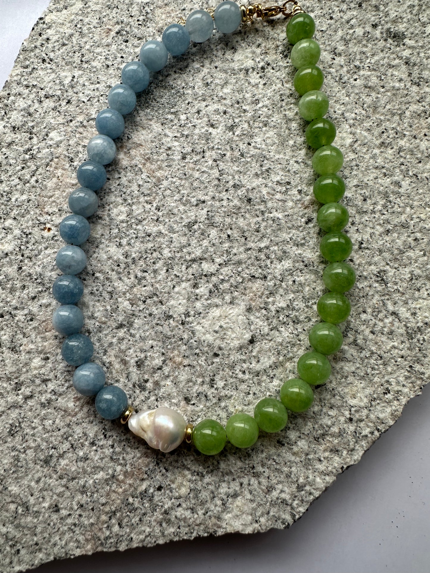 Half and half - blue and green + pearl